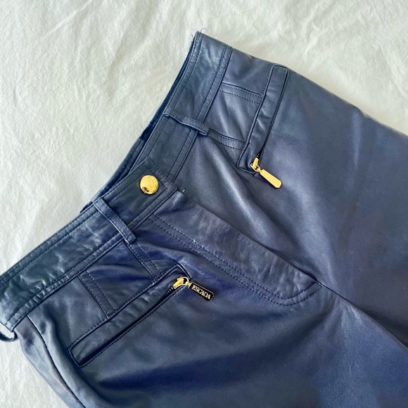 Rare Vintage 1980s Escada by Margaretha Ley Leather Pants - Eggplant (Size 34) - Picture 7 of 7